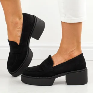Czarne zamszowe mokasyny damskie na platformie Vinceza 58230 - Mokasyny damskie - miniaturka - grafika 1