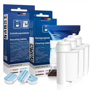 Zestaw Bosch, Filtr Aqualogis AL-Inte 3szt, Tabletki Odkamieniające SIEMENS TZ80002, Tabletki Czyszczęce Siemens TZ80001 - Akcesoria i części do ekspresów do kawy - miniaturka - grafika 1