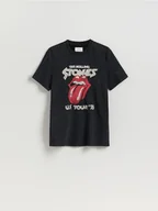 Koszulki męskie - Reserved - T-shirt ROLLING STONES - czarny - miniaturka - grafika 1