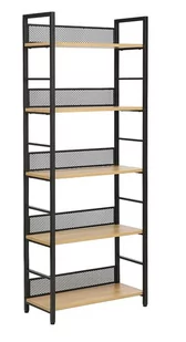 Regał styl loft RAW R5 kolor dąb czarny metalowy stelaż - Regały - miniaturka - grafika 1