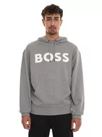 Bluzy męskie - BOSS Męska bluza z kapturem WebasicHood z bawełny ze strukturą French Terry i nadrukiem logo, Light/Pastel Grey51, XL - miniaturka - grafika 1