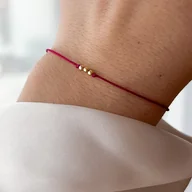 Bransoletki - Złota Bransoletka Szczęścia 14K 585 czerwona trzy kuleczki 2 mm - miniaturka - grafika 1