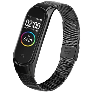 Bransoleta Milanese pasek Alogy stal nierdzewna do Xiaomi Mi Band 5/6/6 NFC Czarna - Akcesoria do smartwatchy - miniaturka - grafika 2