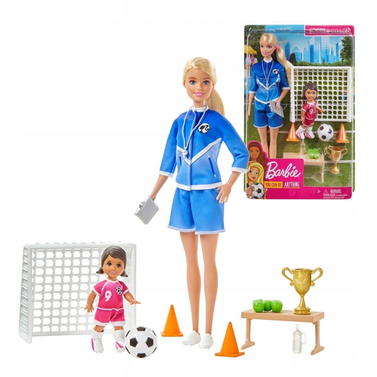 Zabawka dla Dziewczynki Lalka Trenerka Piłki Nożnej Barbie Zestaw Do Zabawy