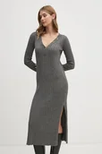 Sukienki - Pepe Jeans sukienka IZABEL DRESS kolor szary midi dopasowana PL953586 - miniaturka - grafika 1