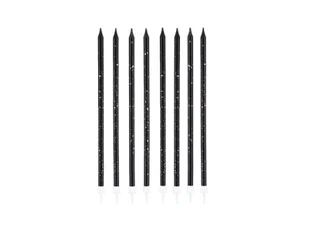 Świeczki urodzinowe długie czarno-złote - 15 cm - 8 szt. - Urodziny dziecka - miniaturka - grafika 1