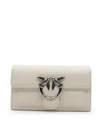 Portfele - Pinko Wallet, Portfolio Love One C Vitello Grzyb dla kobiet, Z14o_bianco Seta-old Silver - miniaturka - grafika 1