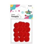 Pozostałe akcesoria dla plastyków - Titanum Pompony poliestrowe 18mm czerwone 15szt - miniaturka - grafika 1