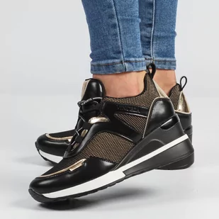 Vinceza Sneakersy półbuty damskie 10743 BK/GL - - Półbuty damskie - miniaturka - grafika 1