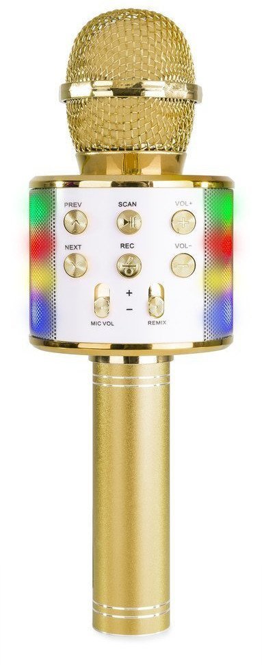 Mikrofon karaoke z głośnikami BT MP3 MAX efekt LED złoty one size