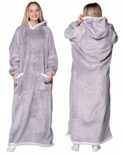 Koc Bluza Oversize Ciepła 2w1 Futrzak Gruba Xxl Długa Kocobluza Z Kapturem - Bluzy damskie - miniaturka - grafika 1