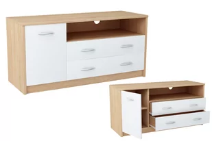 Komoda RTV R1D2S Roberto K027 Dąb Sonoma Biały 55x110x41 cm - Szafki RTV Komoda RTV R1D2S Roberto K027 Dąb Sonoma Biały 55x110x41 cm - Szafki RTV - miniaturka - grafika 1