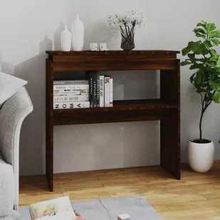 Lumarko Stolik konsolowy, brązowy dąb, 80x30x80 cm - Konsole i sekretarzyki - miniaturka - grafika 1
