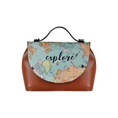 Torebki damskie - DOGO Damska brązowa skórzana torebka - wzór odkrywania, Brązowy - miniaturka - grafika 1