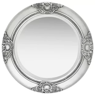 vidaXL Lustro ścienne w stylu barokowym, 50 cm, srebrne - Lustra - miniaturka - grafika 1