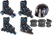 Łyżwy - Rolki Łyżwy 4w1 RAVEN Singer Black/Blue 33-36+kask - miniaturka - grafika 1