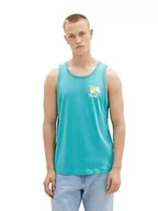 Koszulki męskie - TOM TAILOR Denim Męski 1038463 Tanktop, 31044-Deep Turquoise, XS, 31044 – głęboki turkus, XS - miniaturka - grafika 1
