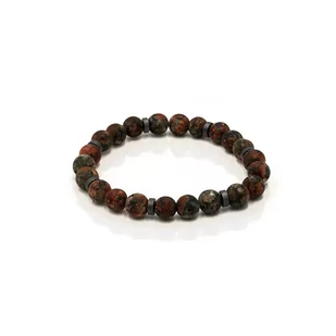 Bransoletka koraliki w kolorze pomarańczowym EM 48 - EM Men's Accessories - Bransolety męskie - miniaturka - grafika 1