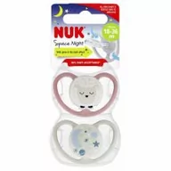 Smoczki uspokajające - Nuk Smoczek uspokajający silikonowy 18-36m Space Night Owca 10739658 2 szt. - miniaturka - grafika 1