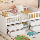 Łóżka dla dzieci i młodzieży - Łóżko dziecięce 90x200cm z litego drewna - z 4 szufladami - Białe (materac nie wchodzi w skład zestawu) - miniaturka - grafika 1