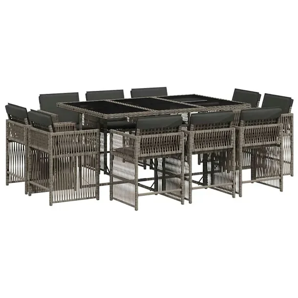 Zestaw mebli ogrodowych szary rattan PE 165 x 106 x 73 cm, 2 krzesła