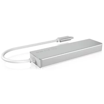 Icy Box 60369 USB-C Hub z 3X USB 3.0 i czytnikiem kart srebrny/biały 60369