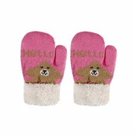 Rękawiczki - Rękawiczki dziecięce jeden palec ocieplone futerkiem różowe - miniaturka - grafika 1