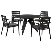 Meble ogrodowe - Zestaw ogrodowy stół i 4 krzesła czarny z poduszkami szarymi OLMETTO/TAVIANO - miniaturka - grafika 1