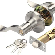 Klamki - Klamka do drzwi z kluczem, zamek do klamki, falisty zamek do drzwi wewnętrznych i zewnętrznych (srebrny) - miniaturka - grafika 1