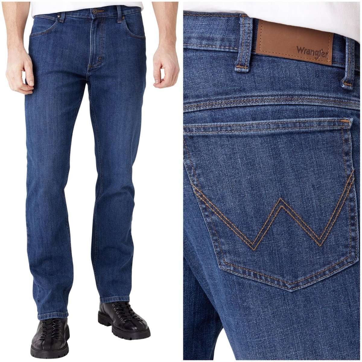 Wrangler Straight Dark Stone klasyczne proste spodnie jeansowe W32 L34