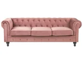 Sofy i kanapy - Beliani Sofa 3-osobowa welurowa różowa CHESTERFIELD - miniaturka - grafika 1