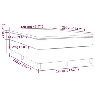 Lumarko Łóżko kontynentalne z materacem, jasnoszare, tkanina 120x200 cm - Łóżka Lumarko Łóżko kontynentalne z materacem, jasnoszare, tkanina 120x200 cm - Łóżka - miniaturka - grafika 11