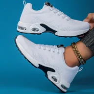 Inne - Damskie sneakersy z poduszką powietrzną; materiałowe, amortyzujące buty do biegania; sznurowane, wygodne buty sportowe - miniaturka - grafika 1