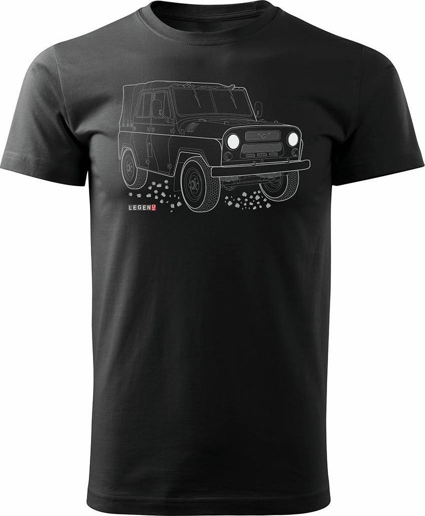 Topslang Koszulka z samochodem UAZ 469 452 auto PRL 4x4 męska czarna REGULAR XL