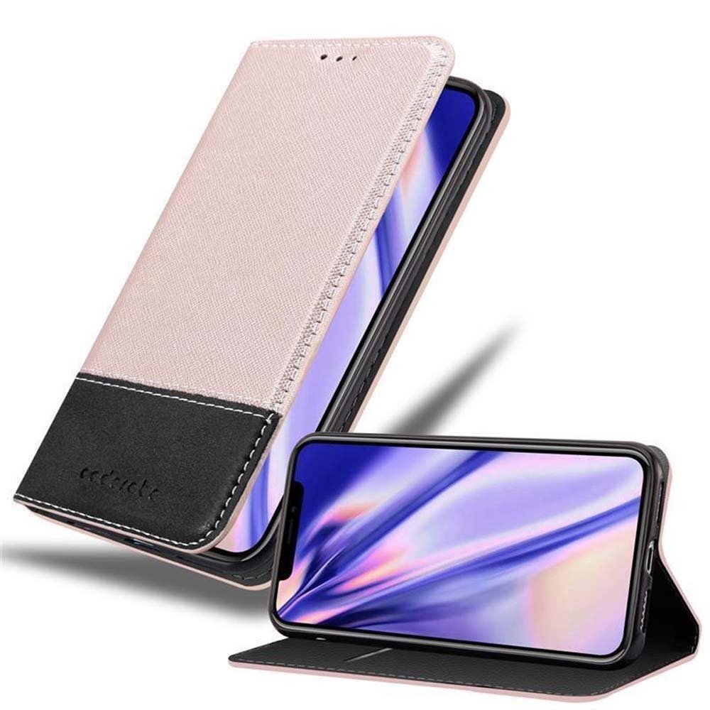 Etui Cadorabo do Apple iPhone XS MAX w kolorze ROSÉ GOLD BLACK Etui na telefon komórkowy z magnetycznym zamknięciem, funkcją podstawki i miejscem na kartę Etui Etui ochronne Etui z klapką w stylu książki