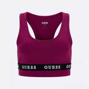 Damski top basic GUESS ALINE TOP ECO STRETCH - bordowy - Koszulki sportowe damskie - miniaturka - grafika 1