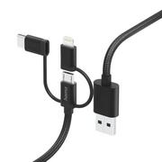 Kabel HAMA Adapter 3w1 USB-A - microUSB/USB-C/Lightning 1.5m Czarny