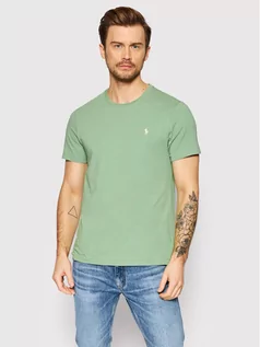 Koszulki męskie - Ralph Lauren Polo T-Shirt 710671438249 Zielony Slim Fit - grafika 1