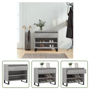 The Living Store Stojak na buty szary Sonoma 70x36x60 cm Materiał drewnopochodny - Szafki na buty The Living Store Stojak na buty szary Sonoma 70x36x60 cm Materiał drewnopochodny - Szafki na buty - miniaturka - grafika 1