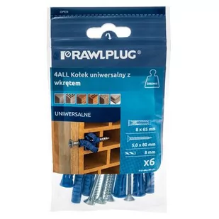 Kołek uniwersalny 4ALL 8 x 65 mm z Wkrętem, 6 szt. - Kołki - miniaturka - grafika 1