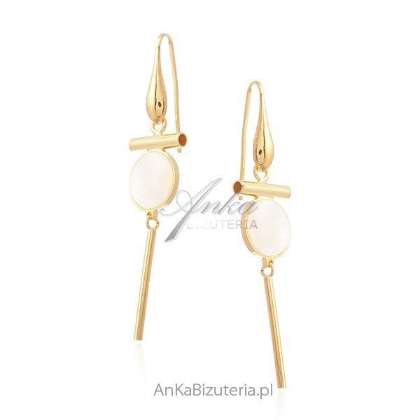 ankabizuteria.pl Kolczyki srebrne pozłacane z białą masą perłową