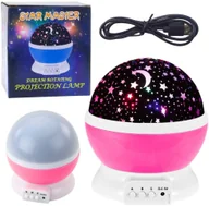 Projektory dla dzieci - Projektor Gwiazd Obrotowy 360 LED Lampka Nocna Różowy LEAN Toys - miniaturka - grafika 1