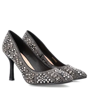 Szpilki z kryształkami - MENBUR 24682 CZARNE - Czółenka - miniaturka - grafika 6