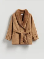 Kurtki damskie - Reserved - Kurtka z imitacji zamszu - beżowy - miniaturka - grafika 1
