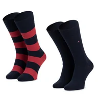 Skarpetki męskie - Zestaw 2 par wysokich skarpet męskich Tommy Hilfiger 342021001 Granatowy - miniaturka - grafika 1