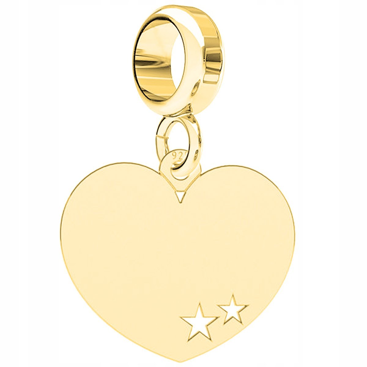 Charms złoty wiszący Serce Gwiazdki srebro