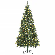 Choinki - vidaXL vidaXL Sztuczna choinka z lampkami LED i szyszkami, 210 cm - miniaturka - grafika 1