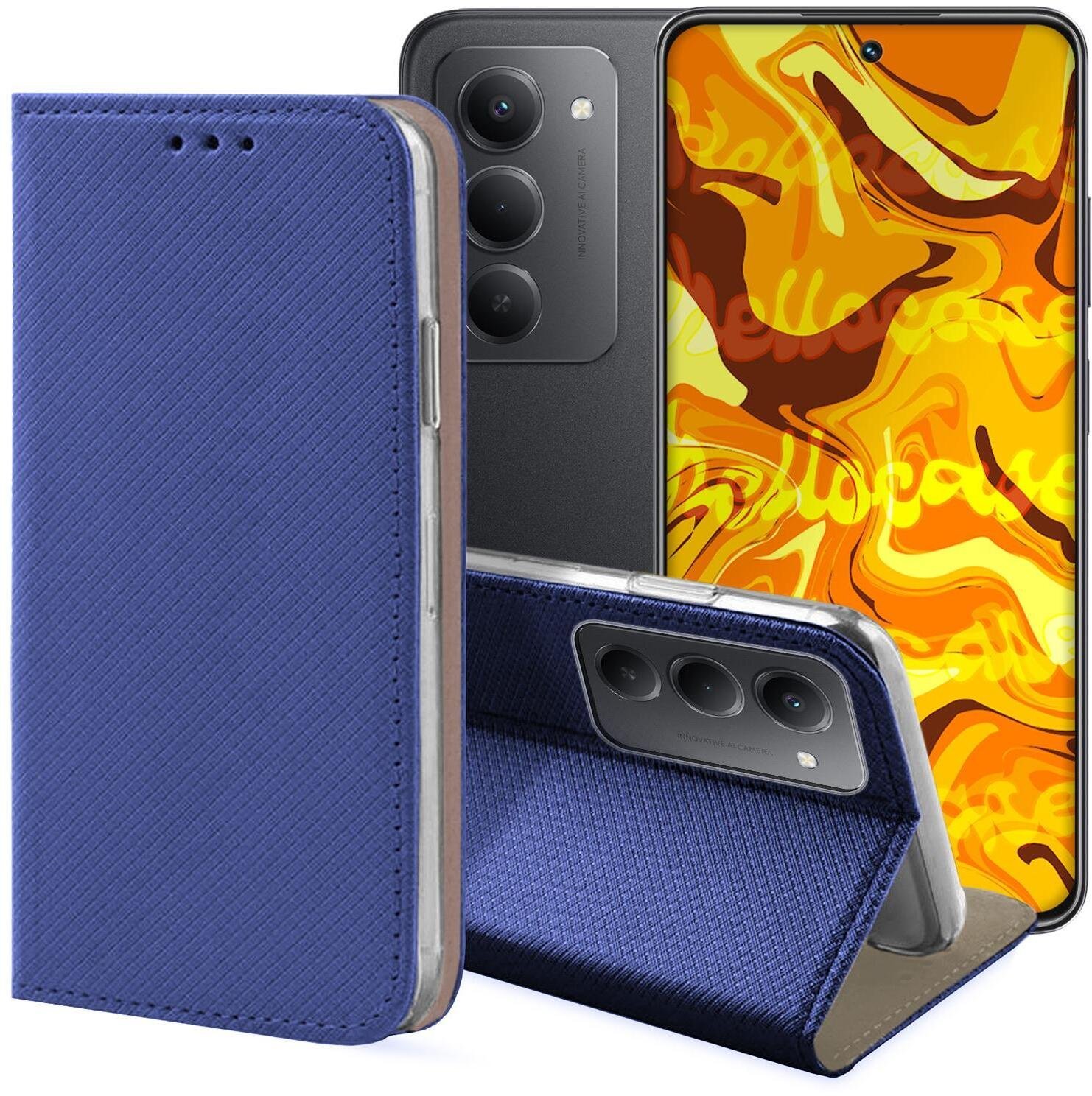 Etui z Klapką Do Xiaomi Redmi 15 4G / 5G Granatowe, Magnetyczne, Zamykane