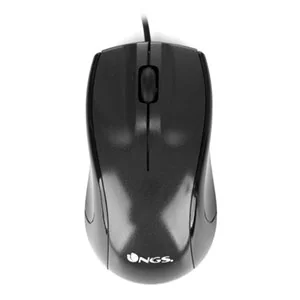 NGS MIST - Mysz optyczna 1000dpi z przewodem USB, mysz do komputera lub laptopa z 2 przyciskami, Plug&Play, oburęczna, czarna - Myszki - miniaturka - grafika 1