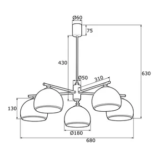Argon Lampa wisząca 5X15W E27 MARBELLA 2088  2088 - Lampy sufitowe - miniaturka - grafika 3